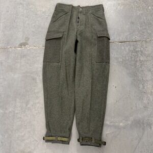 Vintage Swedish Military M58 Wool Cargo Trousers Field Gray Olive Drab 96 48